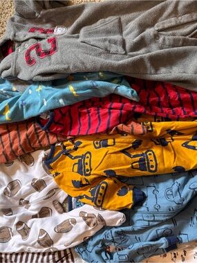 Mixed Baby Footed Pajamas - Yellow, Blue, Red, Gray, White Prints